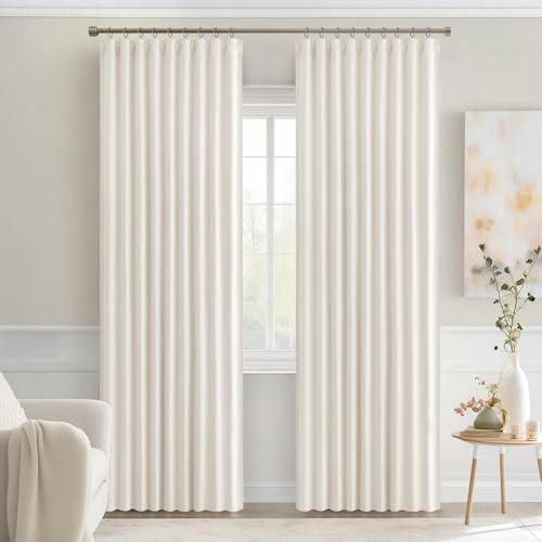 Ivory Back Tab Blackout Curtains 52x72 Inches Long 2 Panels Set (2 Count)