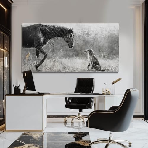 Dog Wall Picture Contemporary Canvas Wall Art Animal Wall Paintings 24"x48" Wall Prints for Living Room Pictures for Office
