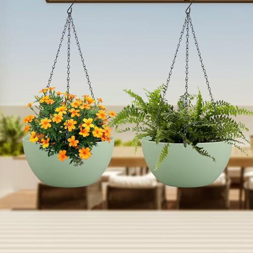 10 inch Hanging Planters Plant Pots for Indoor Outdoor Plants (2 Count)