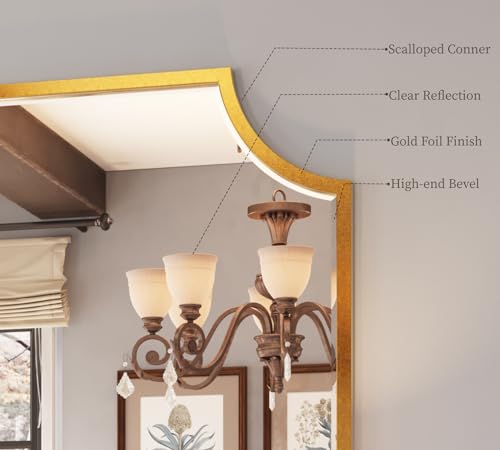 20"x28" Gold Foil Metal Scalloped Decorative Wall Mirror