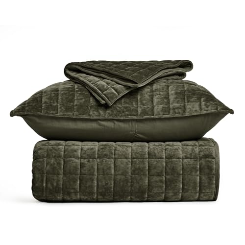 Channel Box Stitch Velvet Quilt Set