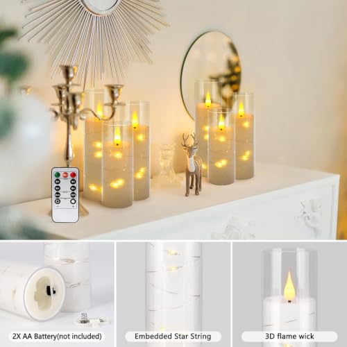 24 Pack Flameless Candles with Embedded Star String Fairy Lights