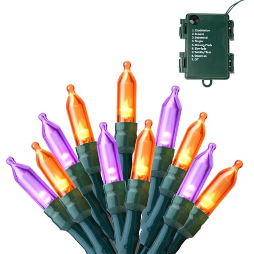 16.3FT Orange&Purple Halloween Lights (100 Count)