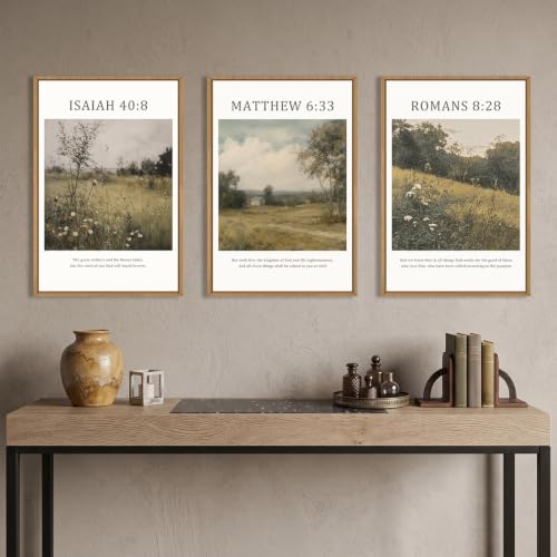 Large Bible Christian Scripture Framed Canvas Wall Art Set