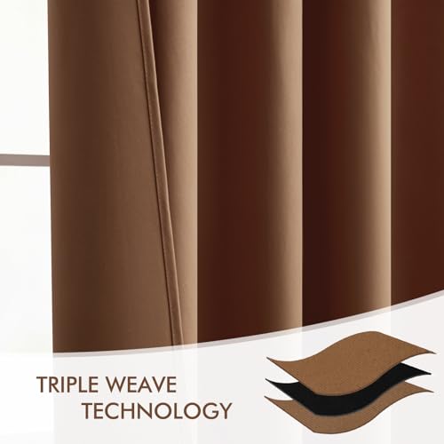 Cappuccino Brown Back Tab Blackout Curtains 52"x84" Long 2 Panel Set (2 Count)