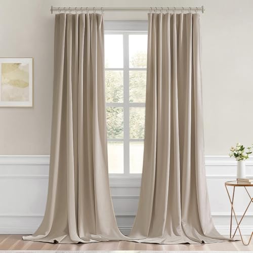 Taupe Back Tab Blackout Curtains 52x96 Inch Long 2 Panels Set (2 Count)