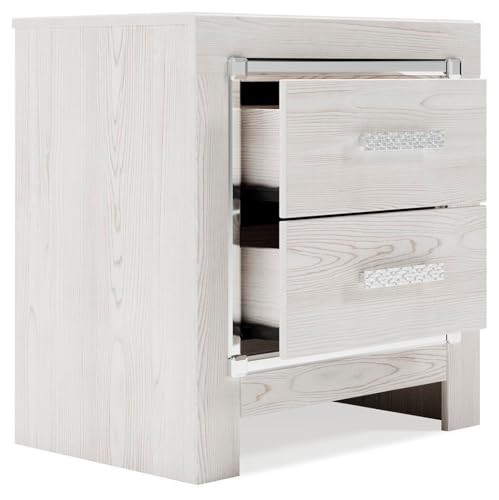 Altyra White Nightstand with Charging Station