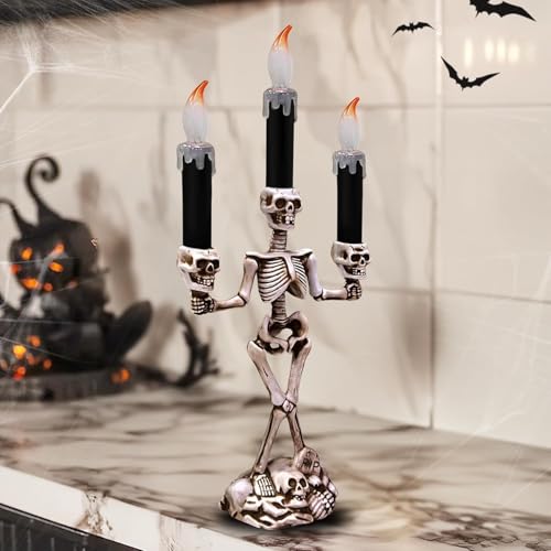 2 Pack Halloween Candelabra LED Flameless Candles Holder Battery Operated (2 Count)