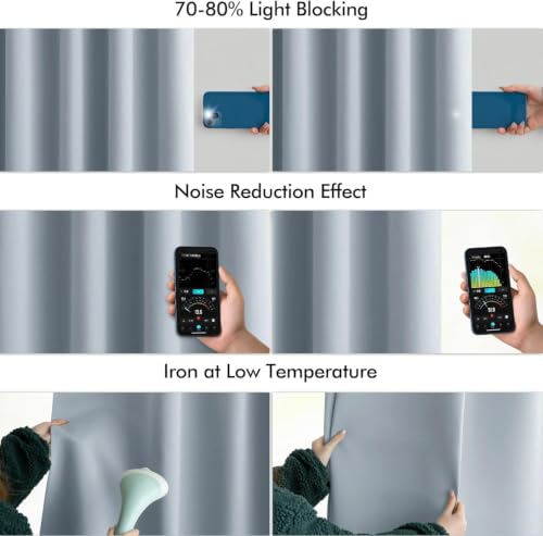 Light Blue Back Tab Blackout Curtains 52x63 Inches Long 2 Panels Set (2 Count)
