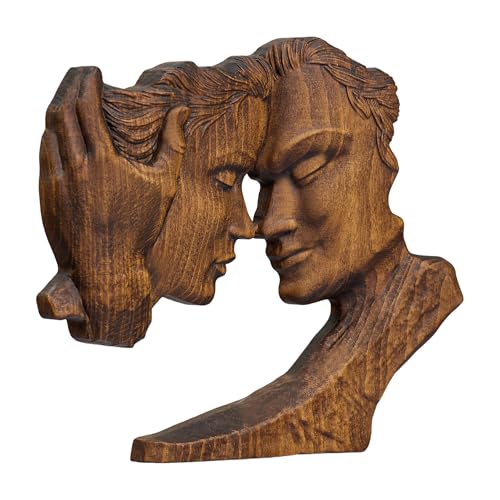 Wooden Kissing Couple Statue Home Decor Anniversary Wedding Gifts