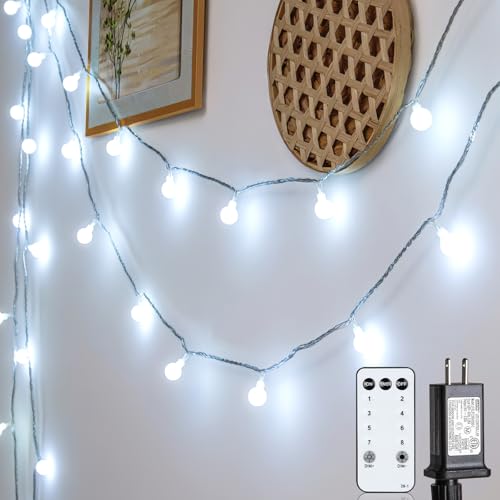Globe String Lights 59 Ft 100 LED Fairy Lights Plug in with Remote Timer