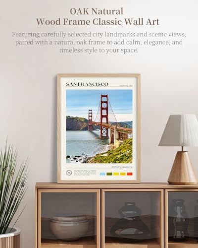 Natural OAK Wood Golden Gate Bridge Framed Wall Art