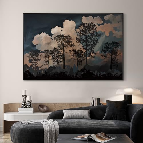 46"x72" Extra Large Framed Wall Art Silhouetted Trees at Dusk