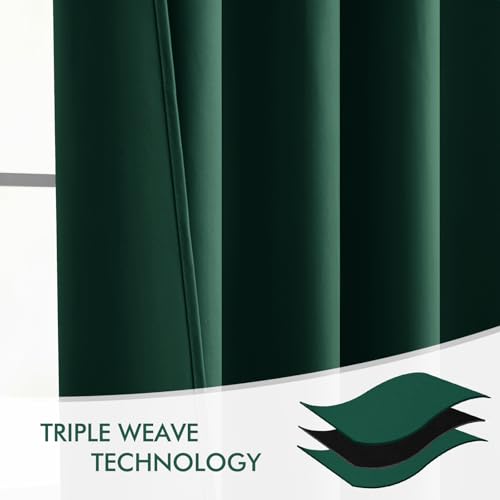 Christmas Hunter Green Back Tab Blackout Curtains 52"x84" 2 Panels (2 Count)