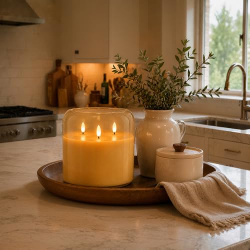 Amber Large Glass Flameless LED Candle