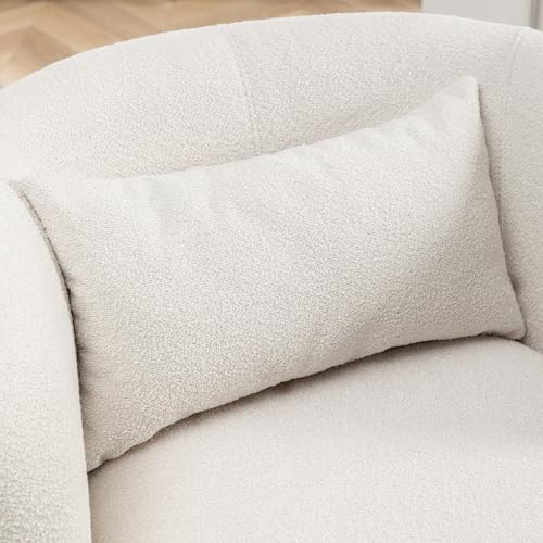 34" Wide 2 Boucle Swivel Barrel Chairs and 2 Ottomans Set (2 Count)