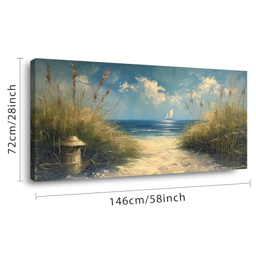 Beautiful White Sandy Beach by Seaside Landscape Wall Art Decor Artwork for Bedroom Living Room