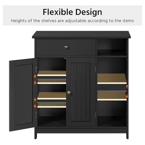 Bathroom Storage Cabinet with Drawer and 2 Beadboard Doors