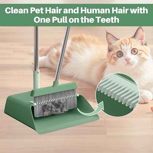 Dark Teal Green Broom and Dustpan Set