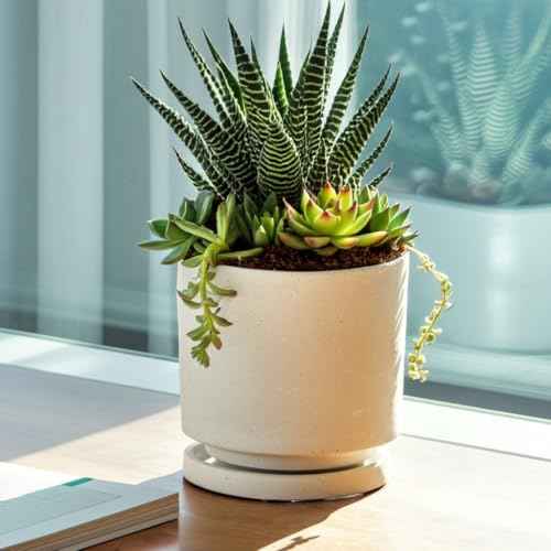 Ceramic Plant Pot Drainage Hole & Saucer for Indoor Plants
