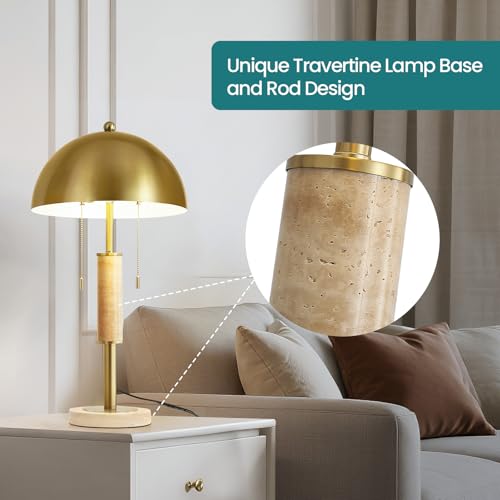24" Modern Table Lamps Set of 2 for Living Room Gold Metal Nightstand Lamp with High (2 Count)