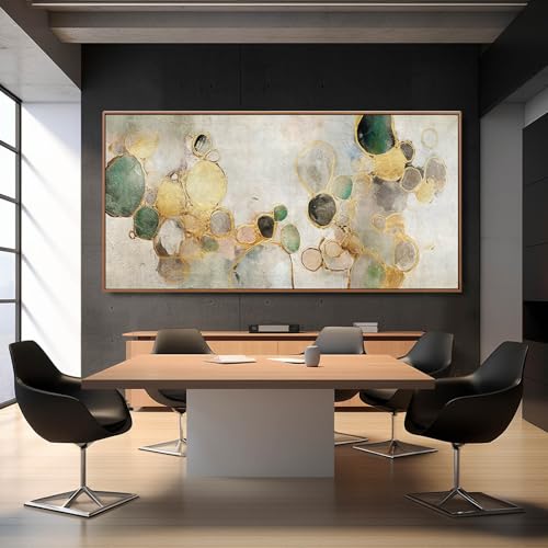 Circle Canvas Wall Decor Green and Gold Wall Art Posters Abstract Wall Decorations 36"x70" Home Decor for Bedroom Living Room