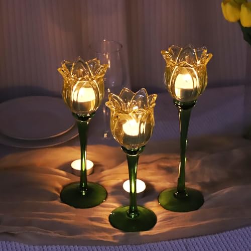 Yellow Tulips Candle Holders Set of 3 (3 Count)