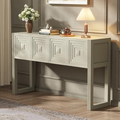 55" Carved Console Table with 3 Soft