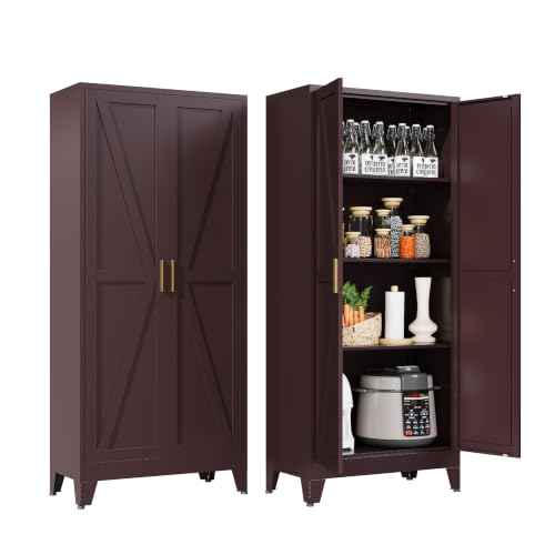 61" Tall Farmhouse Metal Pantry Cabinet