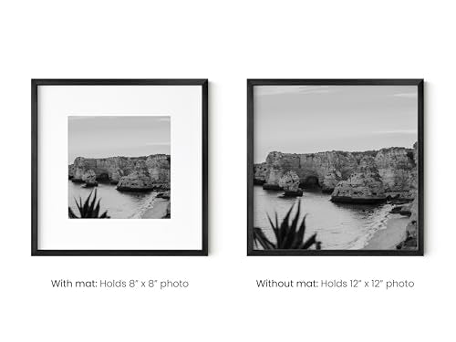 12x12 Black Metal Picture Frames Matted to 8x8