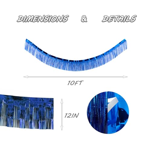 Blue Foil Fringe Garland 10FT 6packs for Parade Float Decorations (60 Foot)