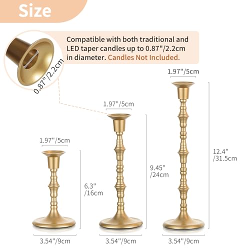 Gold Candle Holders for Decor (6 Count)
