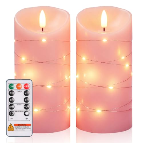 Flameless Candles with String Lights (2 Count)
