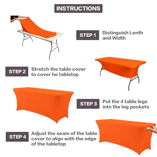 4FT Table Cloth for Rectangular Spandex Orange Table Cover