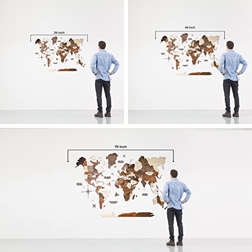 Handmade 3D Wood World Map Wall Art Large Wall Decor Track Your World Travels