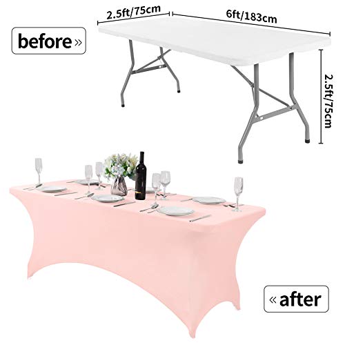 2Pack Spandex Table Cover for 6Ft or 4fT or 8ft Table Universal Fitted Stretch Tablecloth for Party (2 Count)