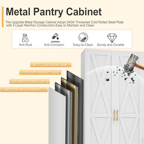 75.2" Tall Metal Kitchen Pantry Storage Cabinet
