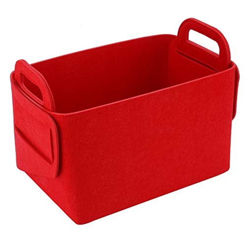 Storage Basket Felt Storage Bin Collapsible& Convenient Box Organizer with Carry Handles for Office Bedroom Closet Babies Nursery Toys Laundry