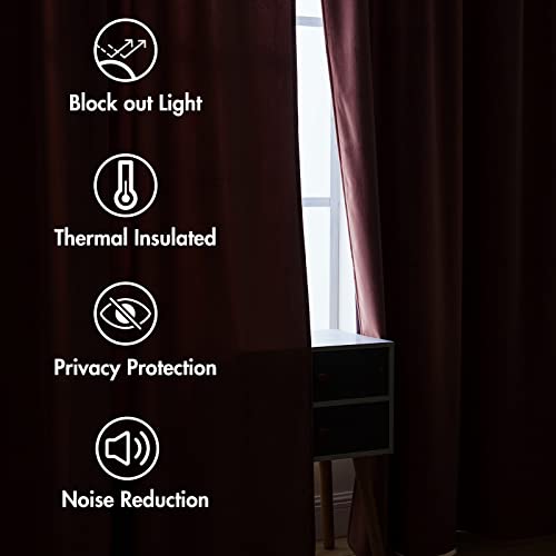 Dusty Rose Pink Velvet Pinch Pleat Blackout Curtains 52" W x 108" L