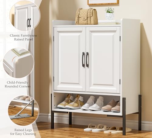 Farmhouse Shoe Cabinet with Doors