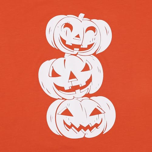 Happy Halloween Long Sleeve Shirt Women Graphic Tees Trendy V Neck T Shirts Casual Fall Tunic Tops Orange L
