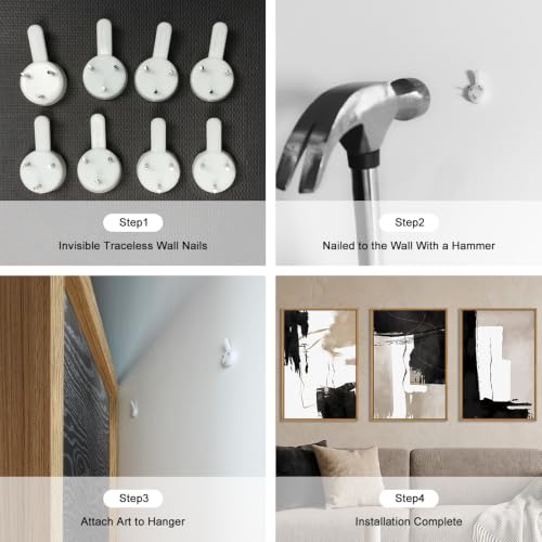 Abstract Black White Brown Framed Canvas Wall Art Set