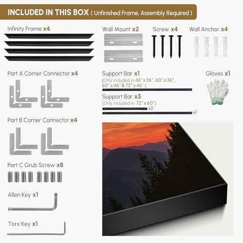 60"x72" Extra Large Framed Wall Art Scenic Sunset Over Mountain Range with Glowing Sky for Home Living Room Bedroom Decor