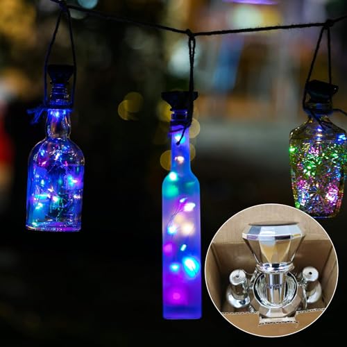 Upgraded 8 Pack Solar Powered Wine Bottle Lights 20 LED Colored Starry Cork Light Fairy Cork String Craft Lights for Wedding Christmas Outdoor Holiday Garden Decor (8 Count)