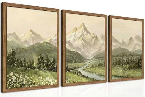 Framed Mountain Wall Art for Living Room (3 Count)
