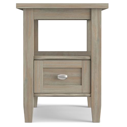 Warm Shaker 14" Wide Solid Wood End Table in Distressed Grey