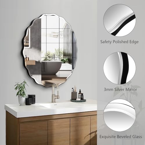 24x30 Inch Frameless Oval Wall Mirror for Bathroom Sink
