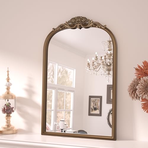 16x24 Gold Vintage Arched Mirror for Wall