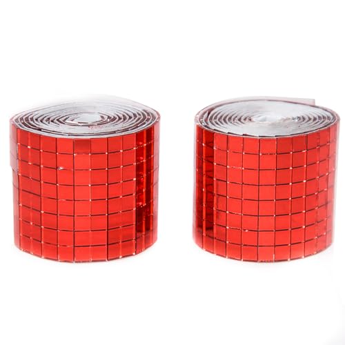 Red Self Adhesive Glass Mirror Mosaic Tiles