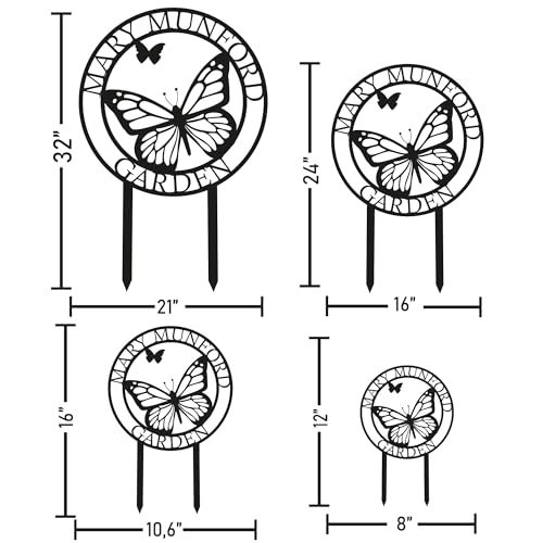 Custom Butterfly Metal Garden Sign with Stakes